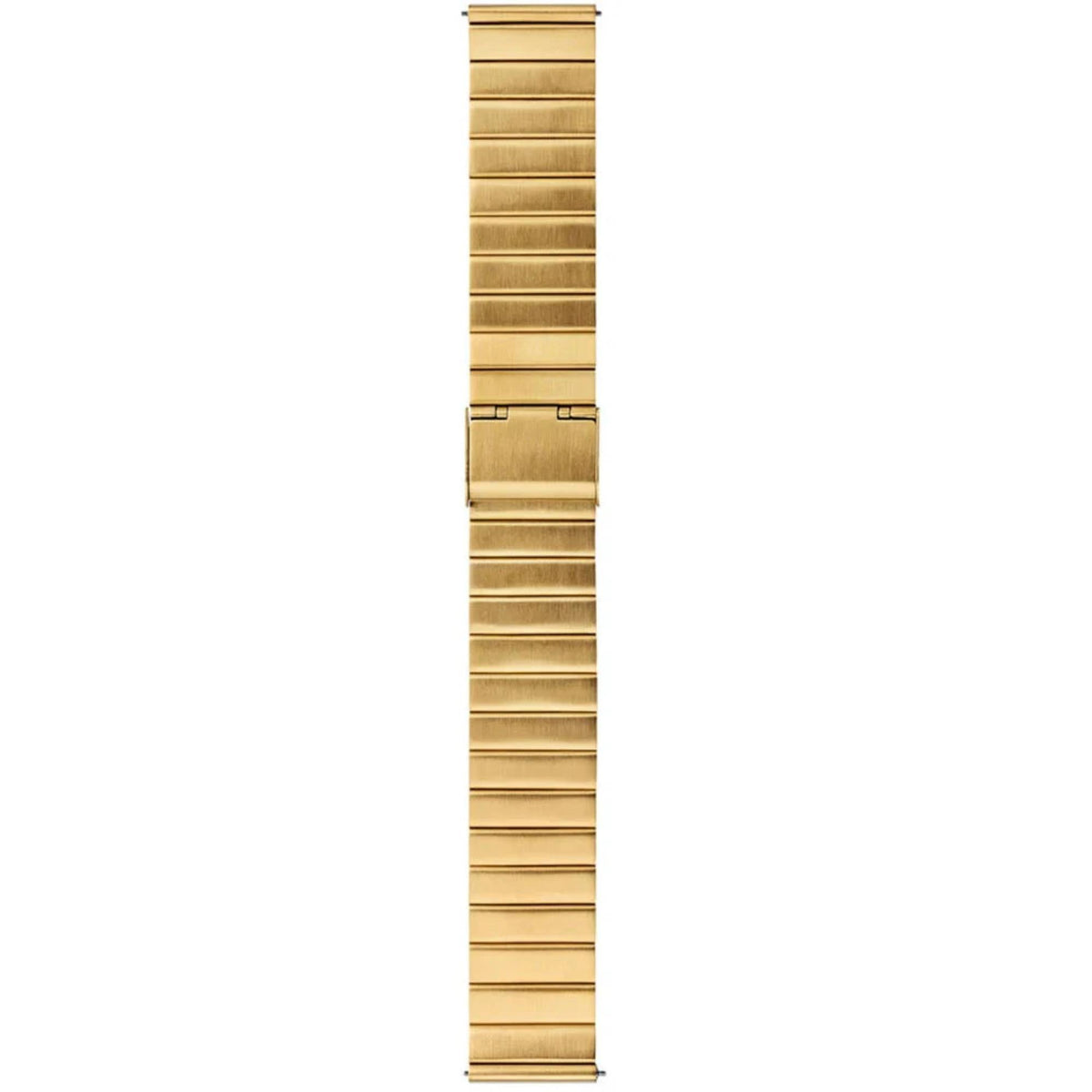 Gold-plated metal link watch bracelet with slim profile