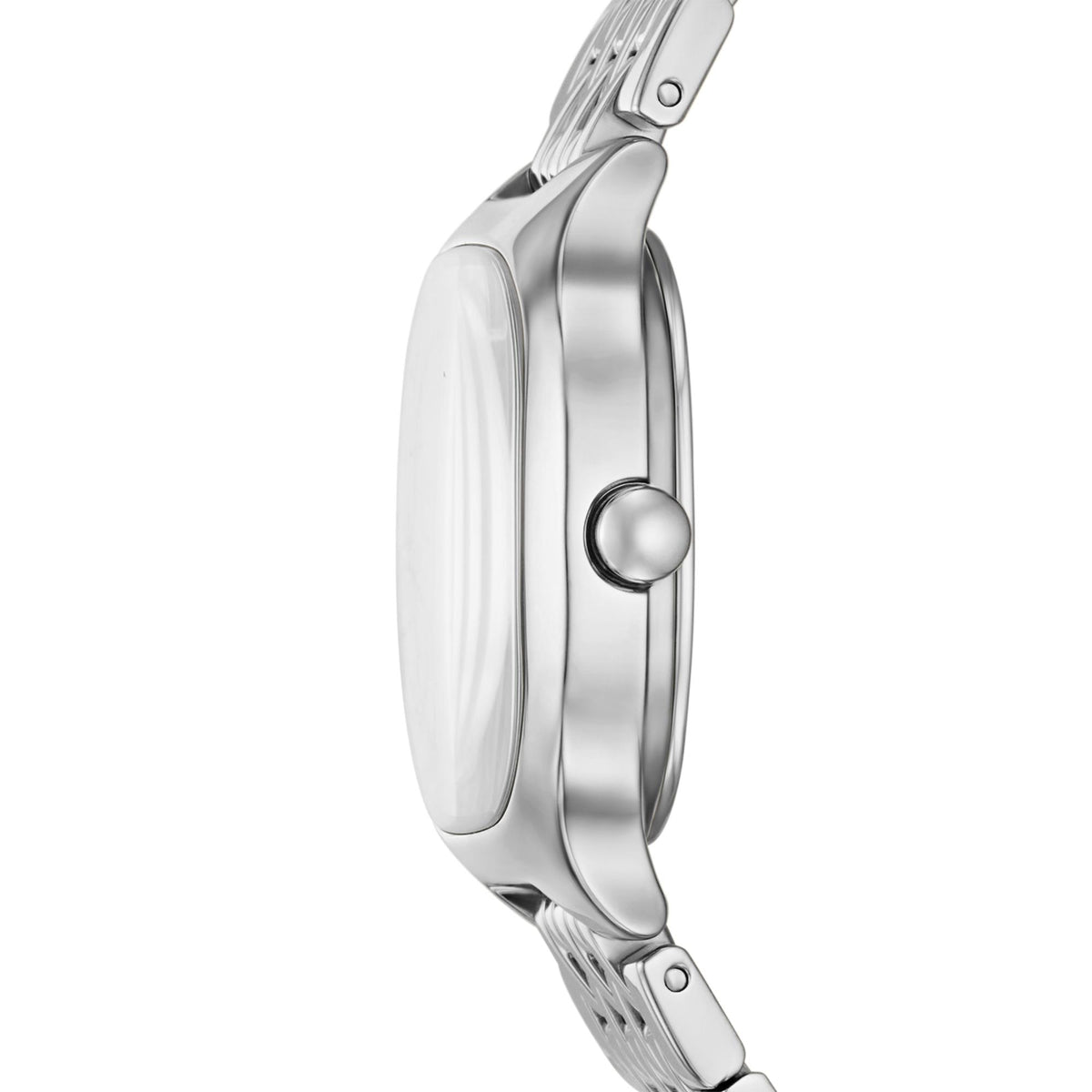 Side profile view highlighting the slim case shape and crown of the Skagen Mellem Lille SKW3159 wristwatch
