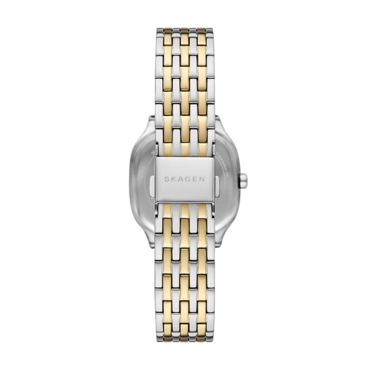 Detailed View of Engraved Deployment Clasp on Skagen Mellem Lille SKW3160 Strap