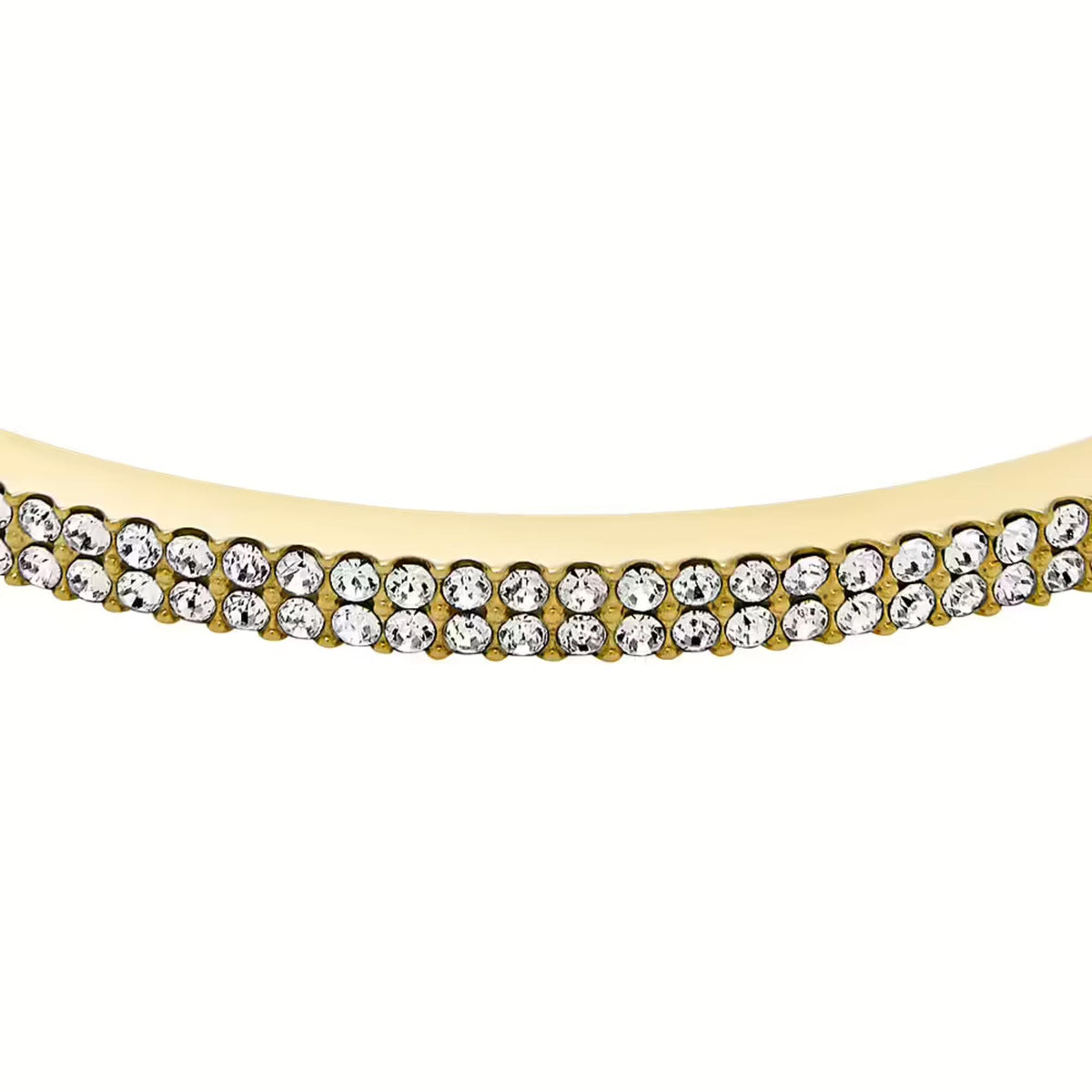 Fossil gold-tone bangle bracelet with pavé clear crystals