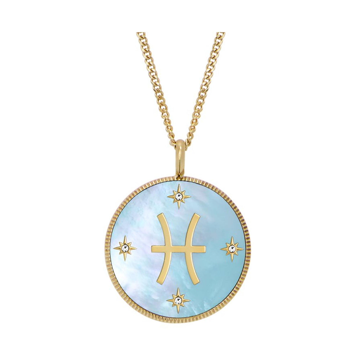 Fossil Written in the Stars Gold-Tone Stainless Steel Green Mother-of-Pearl Pisces Pendant Ladies Necklace JF04848710 - WatchNation