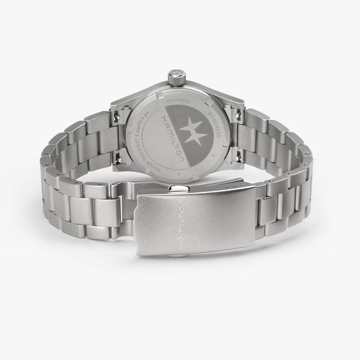 Hamilton H69301130 stainless steel bracelet and folding clasp detail