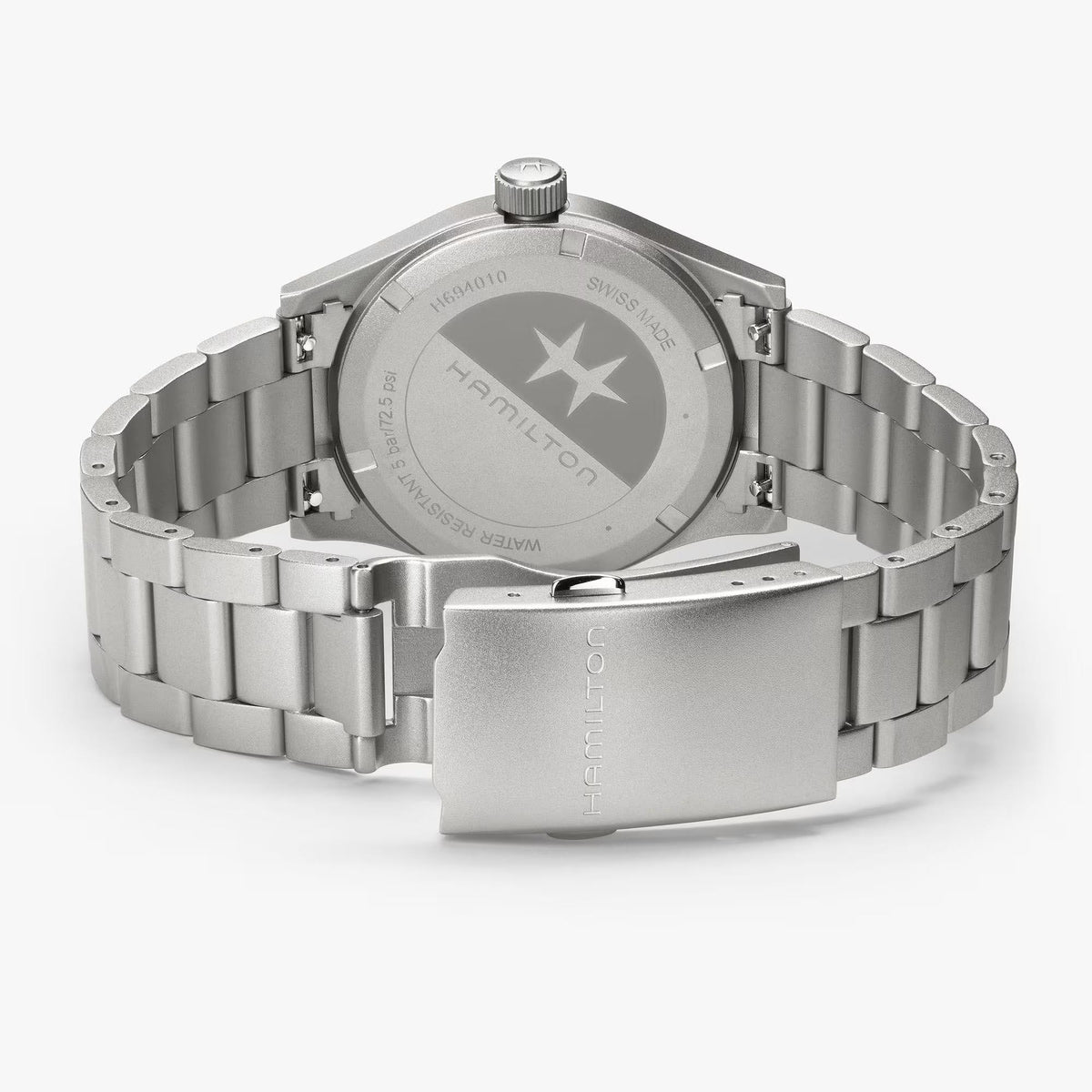 Hamilton Khaki Field H69401110 stainless steel bracelet and folding clasp detail
