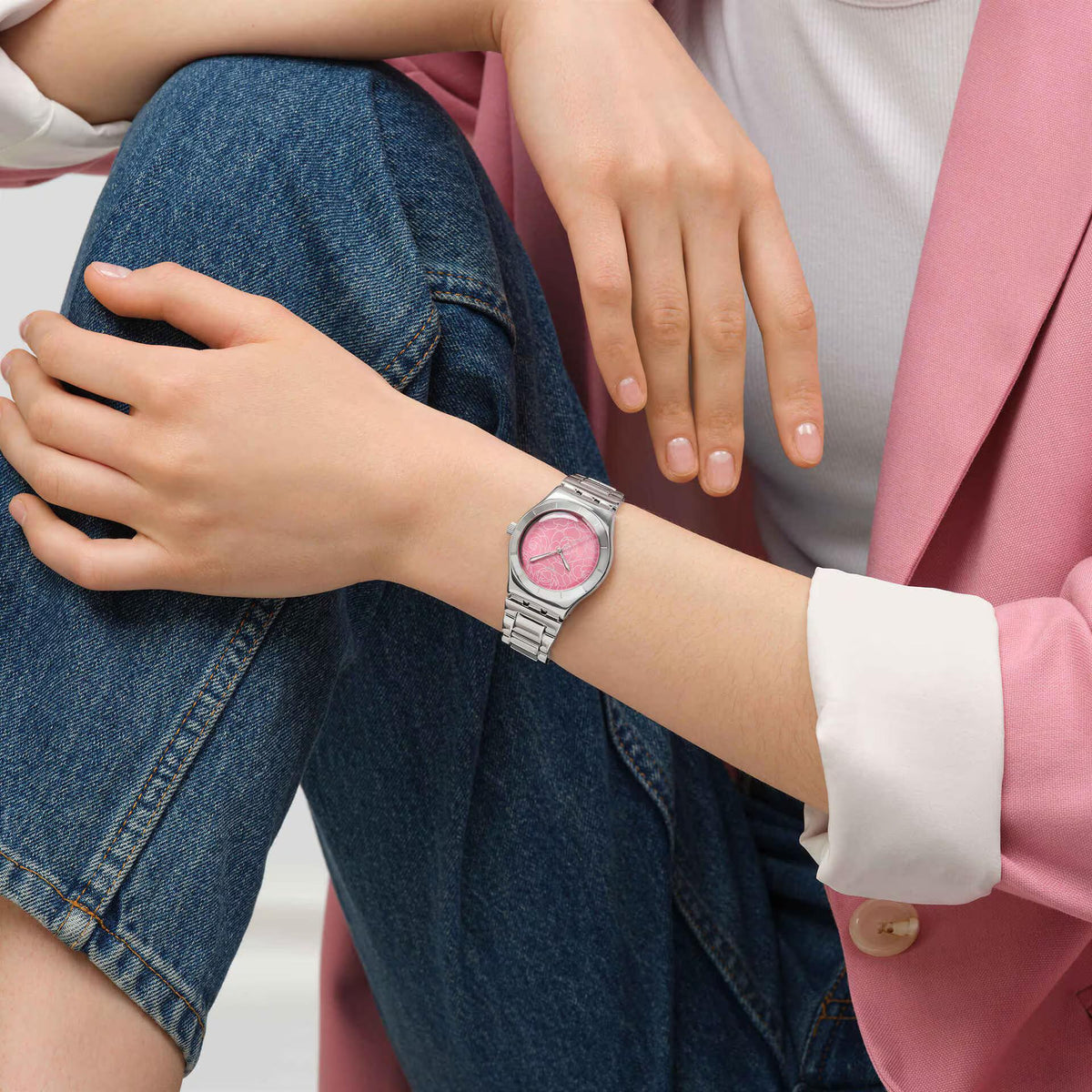 Swatch Petal Charm Pink Dial Unisex Watch YLS234G