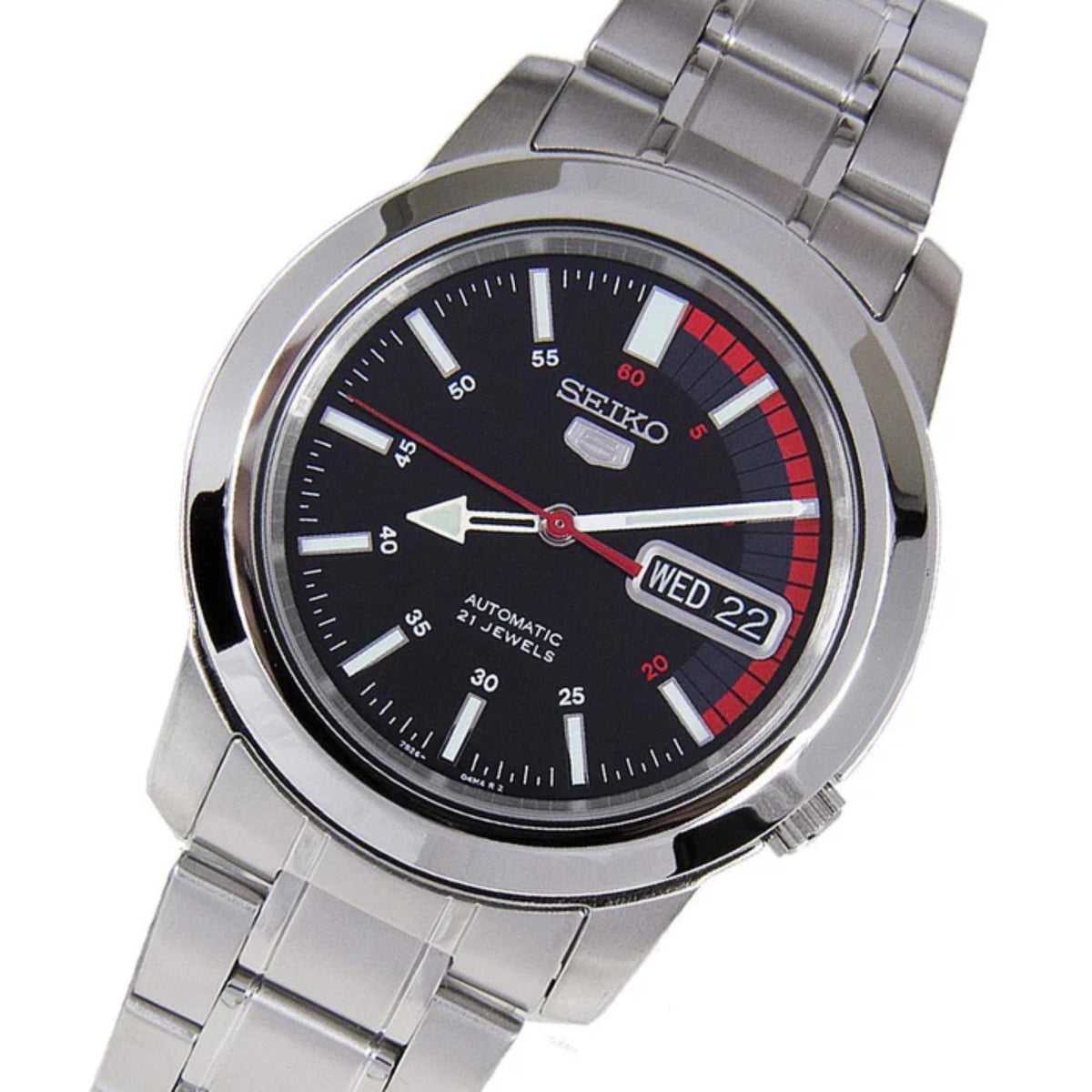 Seiko 5 Automatic 38mm black sunburst dial steel watch SNKK31K1