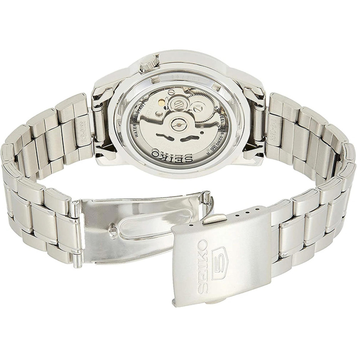 Seiko 5 SNKK31K1 stainless steel case and exhibition caseback