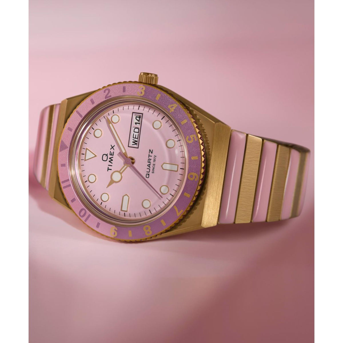 Q Timex Stainless Steel Pink Dial Women's Watch TW2W87600