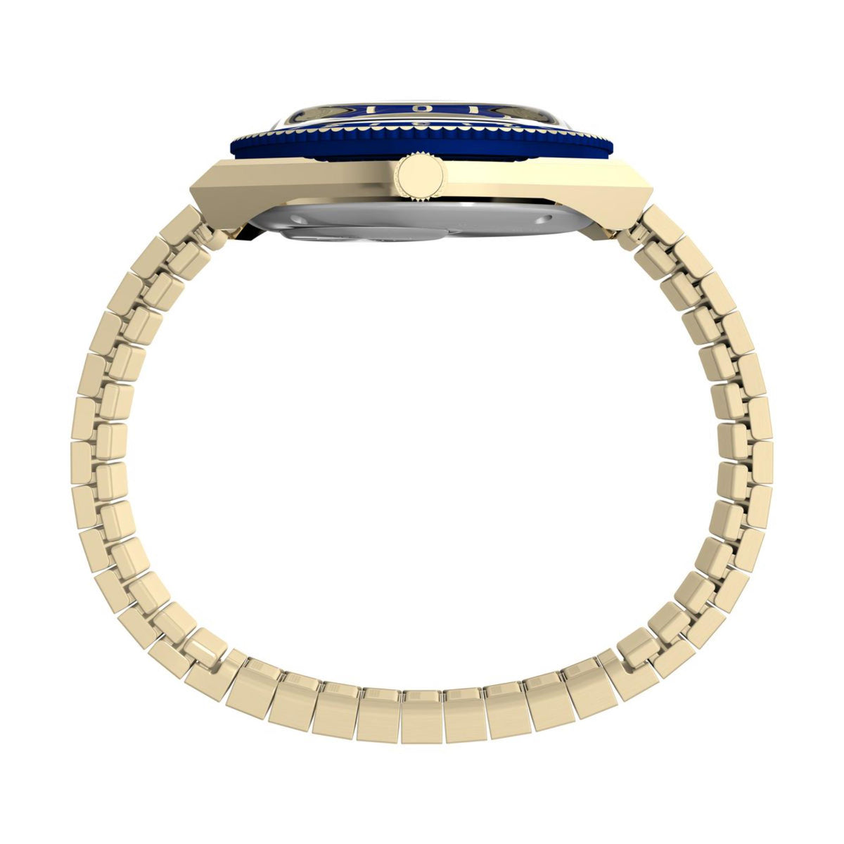 Gold-tone steel watch bracelet with link detail and clasp