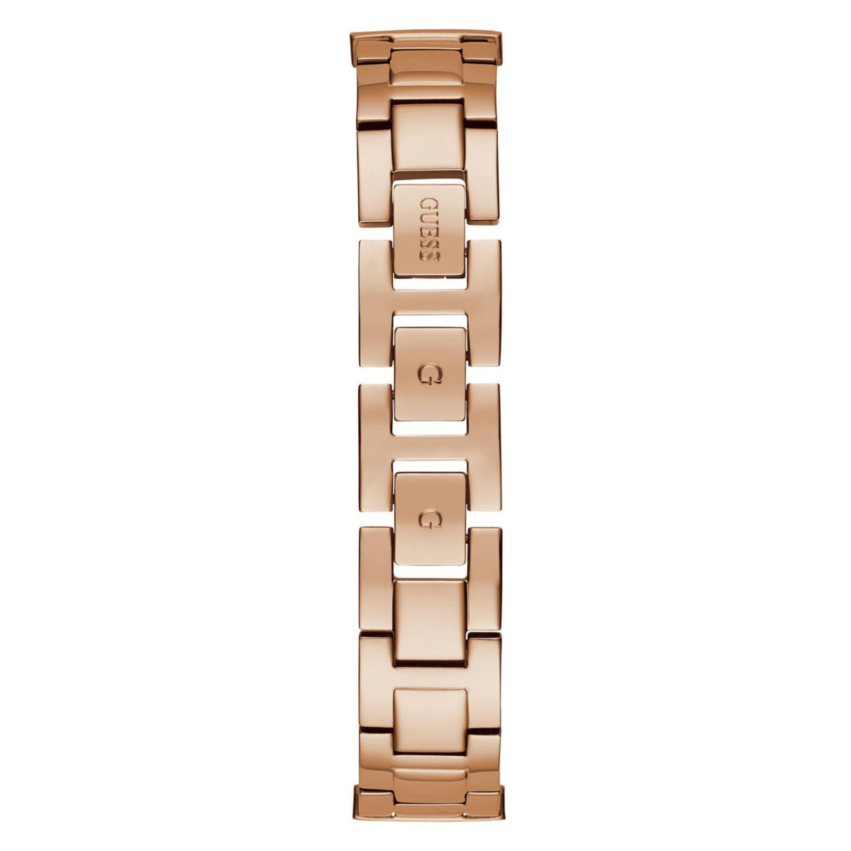 Gold-tone Guess watch bracelet with rectangular links and hinged clasp