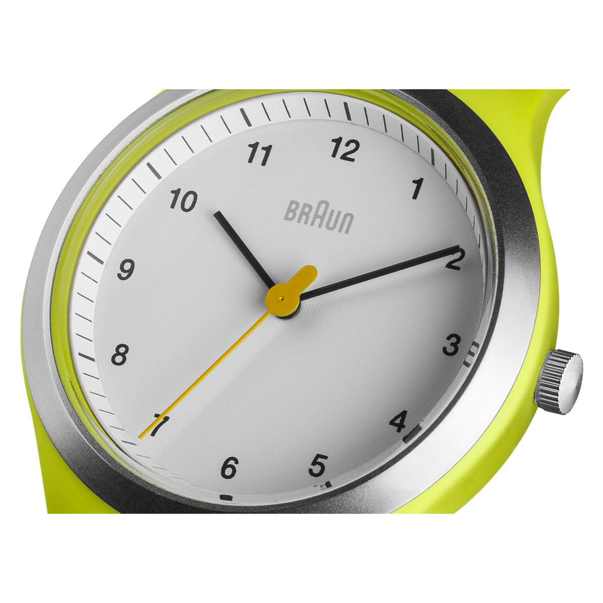 Braun Sport BN0111WHGRL white dial close up view