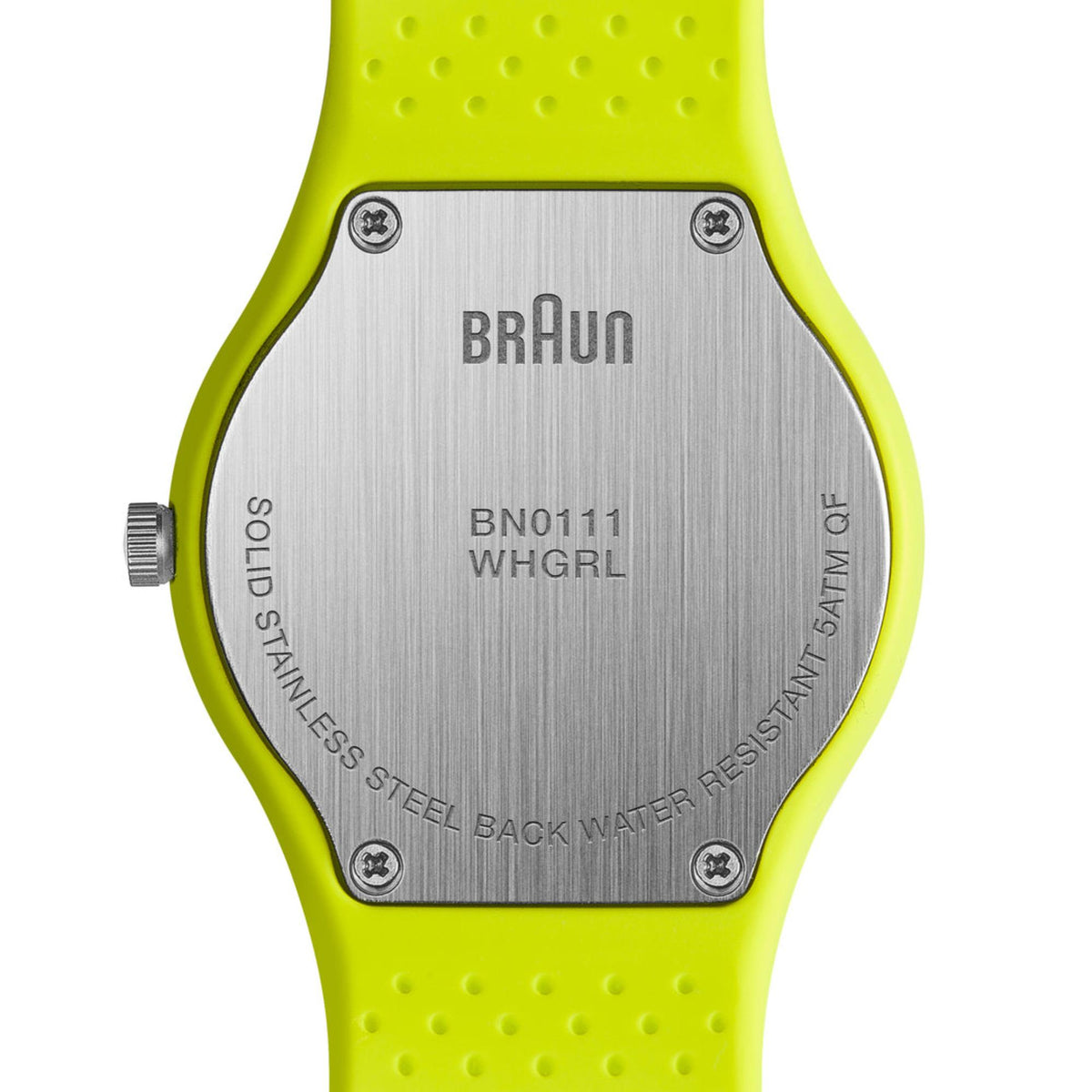 Braun Sport BN0111WHGRL stainless steel case back view