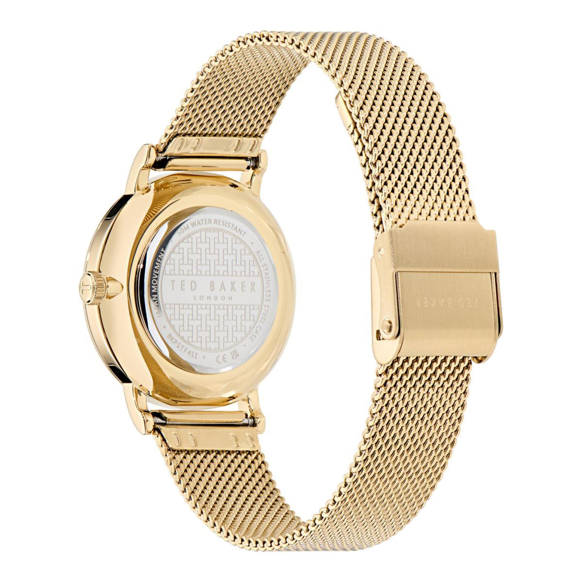 Ted Baker ladies watch caseback with gold-tone mesh bracelet