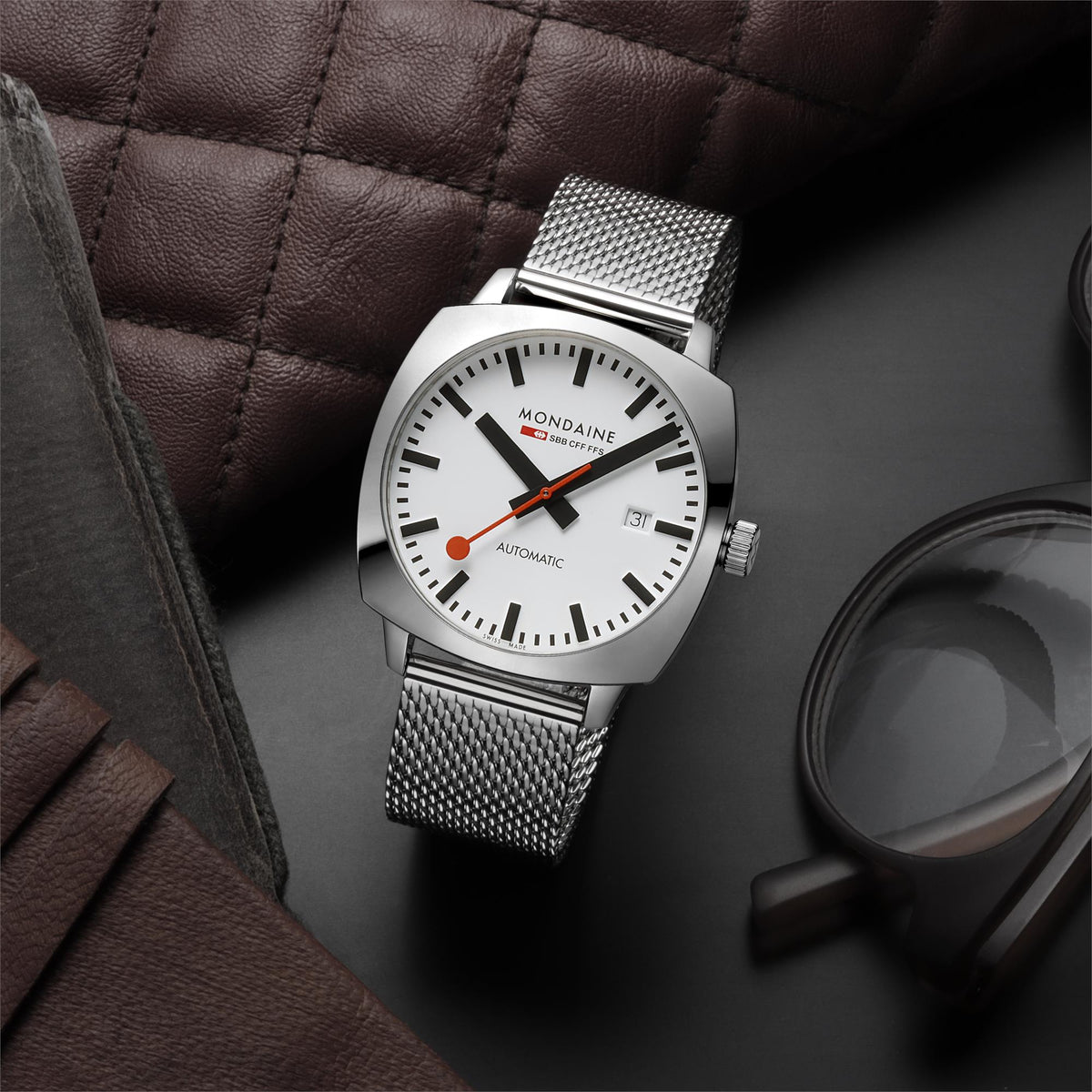 Mondaine Cushion White Dial Men's Watch MSL.3961B.SM