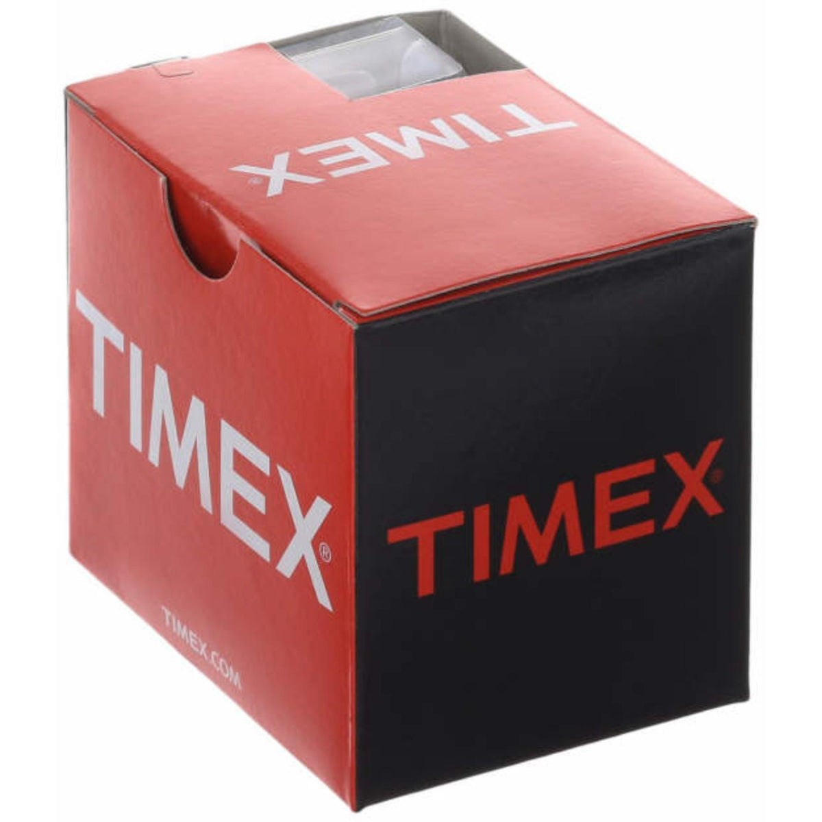 Timex-branded watch presentation box with multicolor lettering