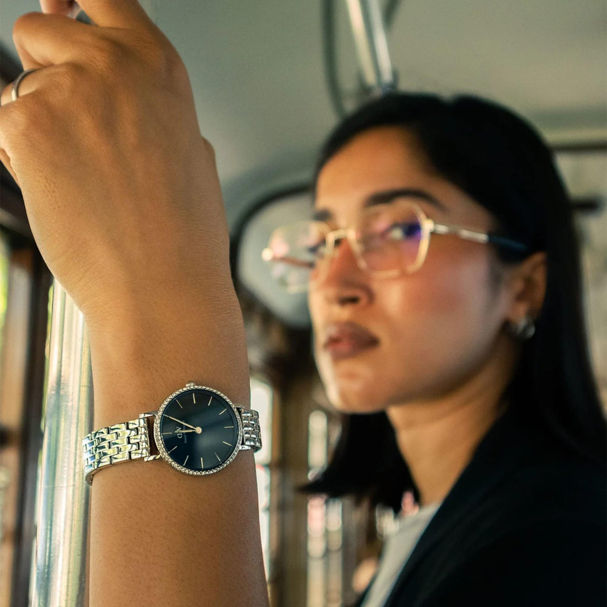 Daniel Wellington Petite Arctic Blue Sunray Dial Stainless Steel Strap Women's Watch DW00100664 - WatchNation