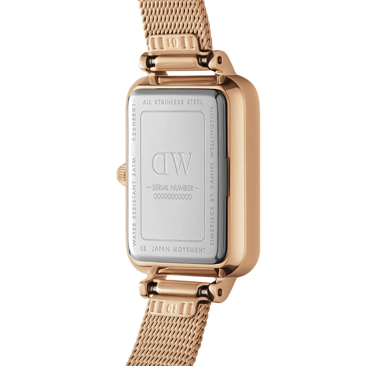 Daniel Wellington ladies quartz watch back in rose-gold tone with mesh bracelet link