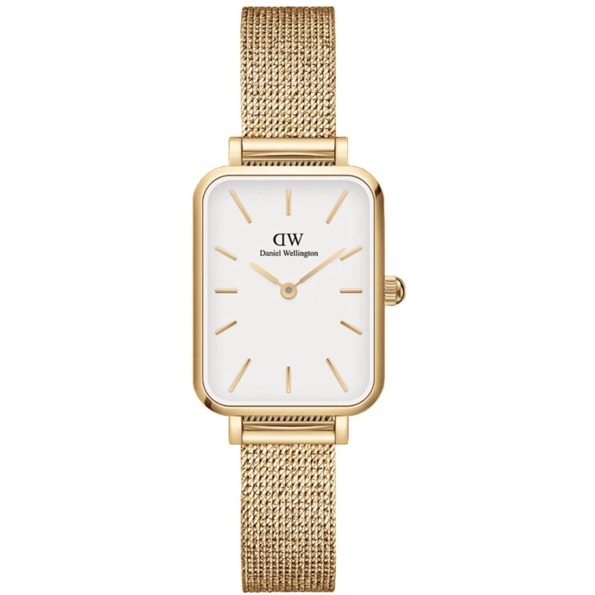 Daniel Wellington Quadro Pressed White Dial Steel Strap Women's Watch DW00100556