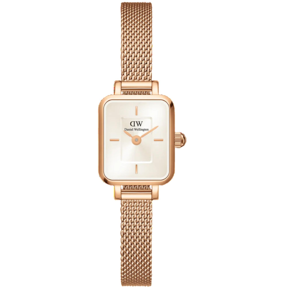 Ladies quartz watch with champagne dial and rose-gold tone mesh strap