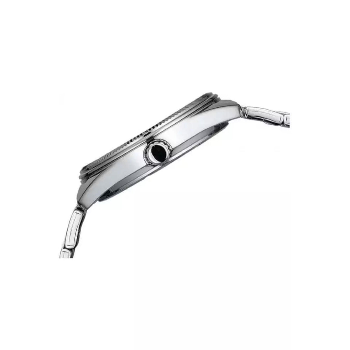 Angled side view showing the polished steel case silhouette of the Casio MTP Collection MTP-1302PD-4AVEF