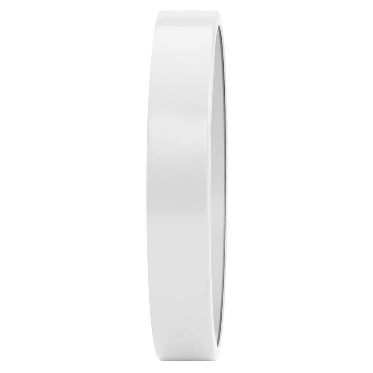 Side view of a Mondaine white wall clock showing slim frame profile thickness