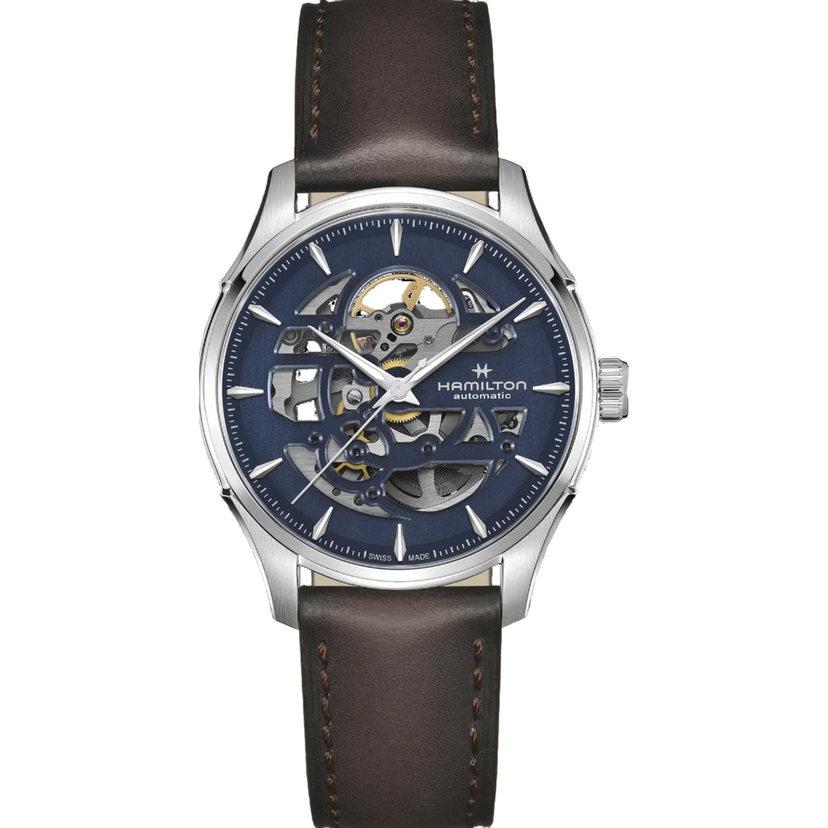 Hamilton Jazzmaster Skeleton Blue Dial Leather automatic watch H42535541 front view