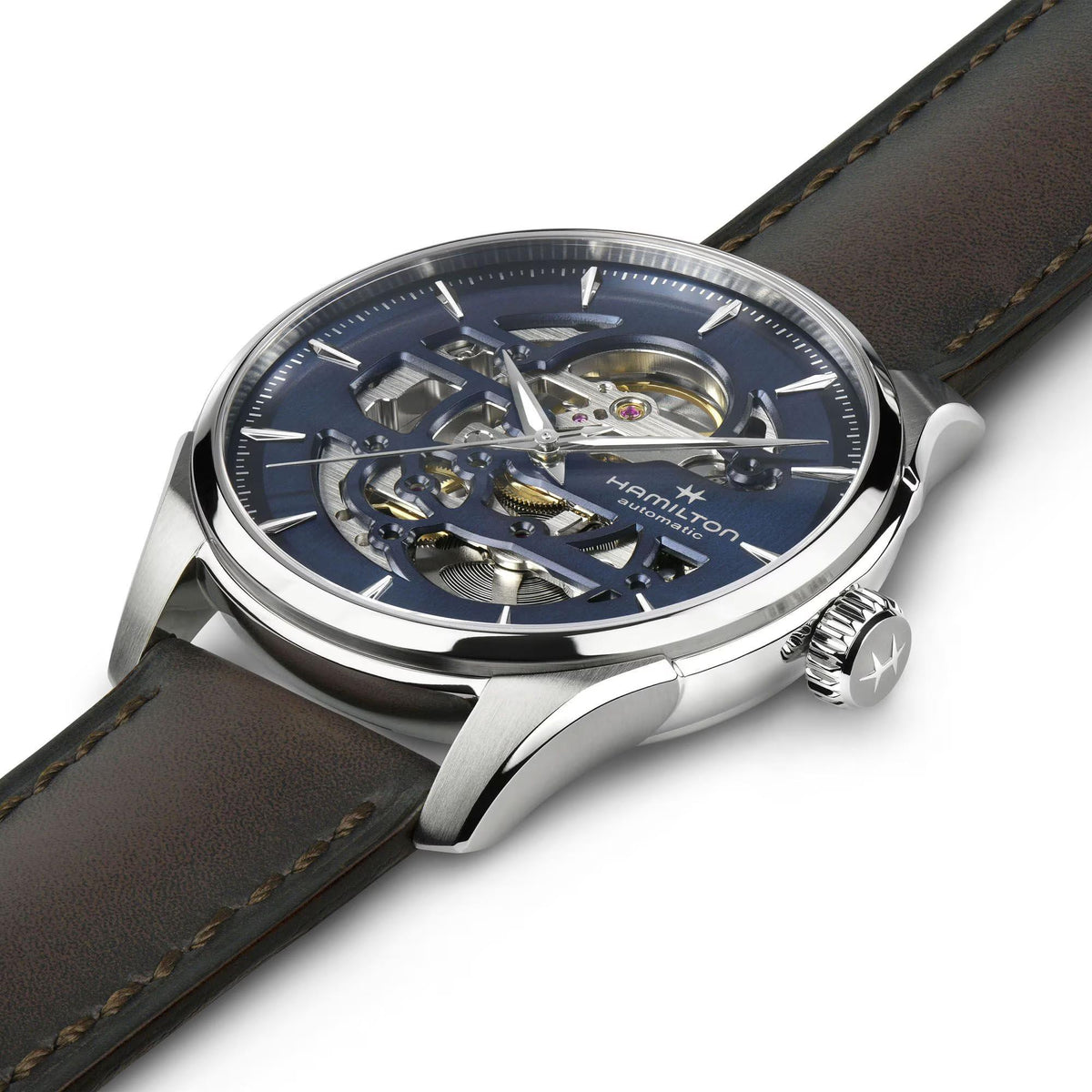 Hamilton Jazzmaster H42535541 40mm brushed and polished stainless steel case side profile