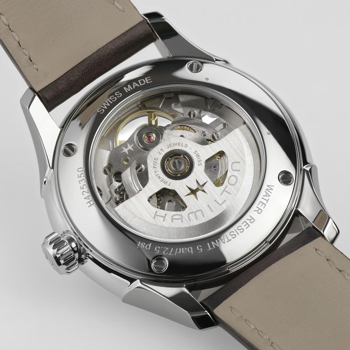 Hamilton Jazzmaster H42535541 see-through case back revealing H-10-S movement