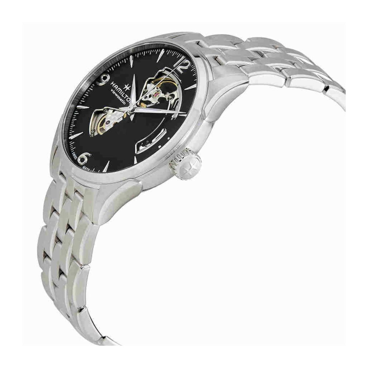 Hamilton Jazzmaster 42mm Open Heart Auto Black Dial Steel Strap Men's Dress Watch H32705131