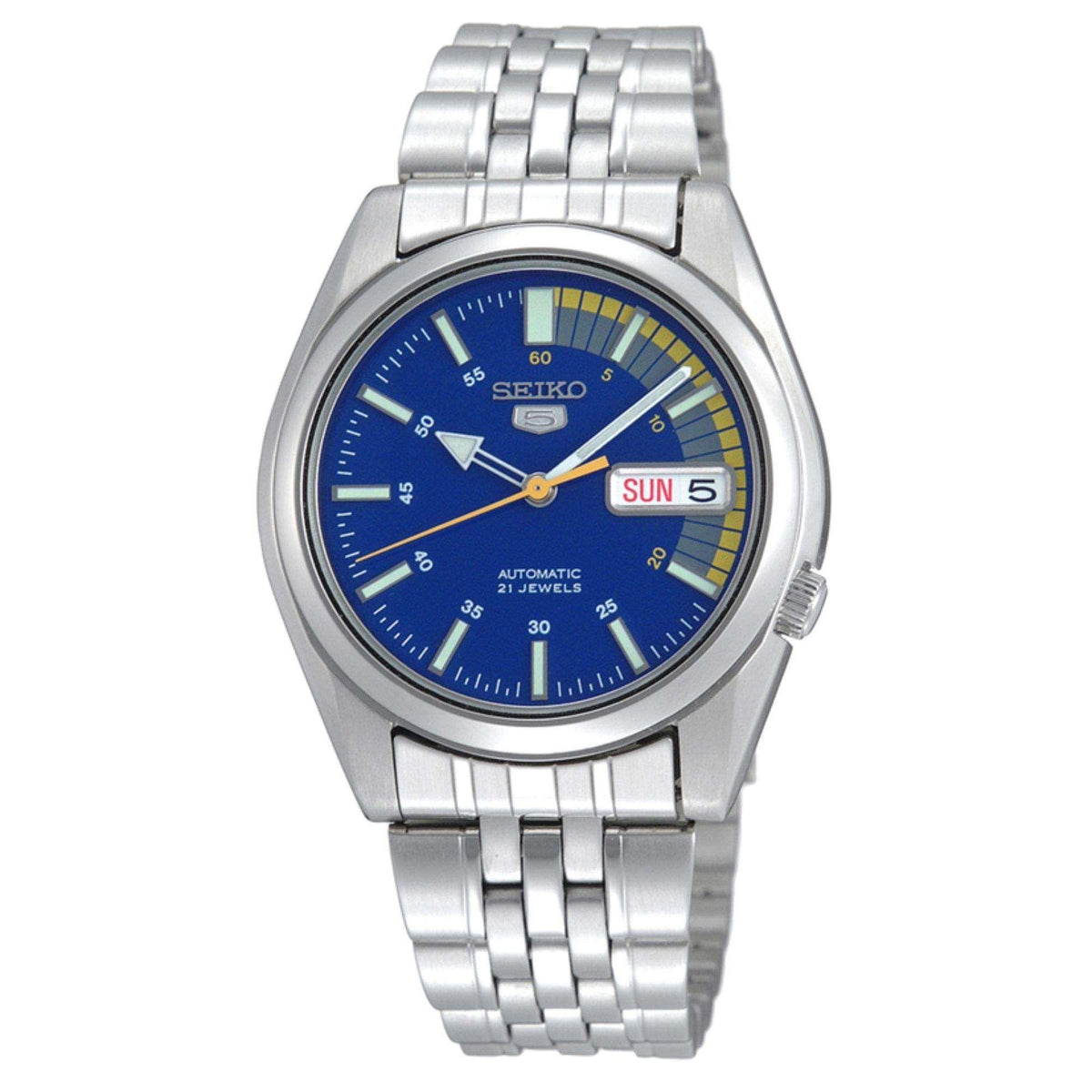 Seiko 5 Automatic Blue Dial Steel Strap Mens Watch SNK371K1