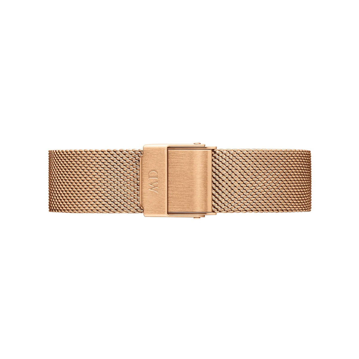 Rose gold mesh watch strap with rectangular clasp