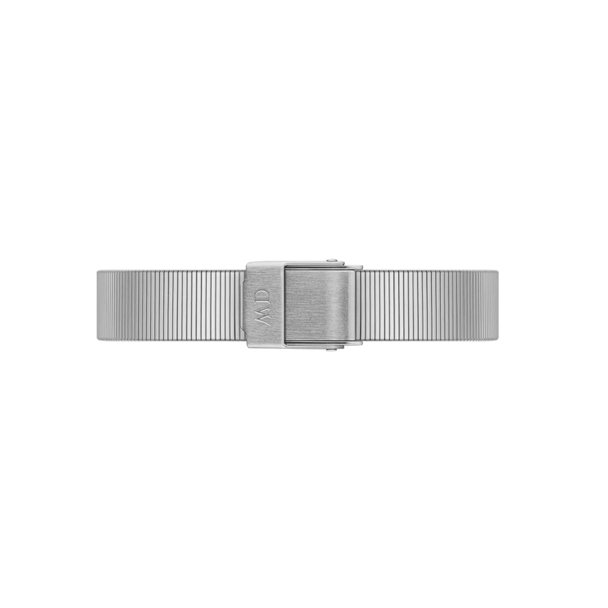 Ladies steel quartz watch bracelet with square deploy clasp, ribbed metal links