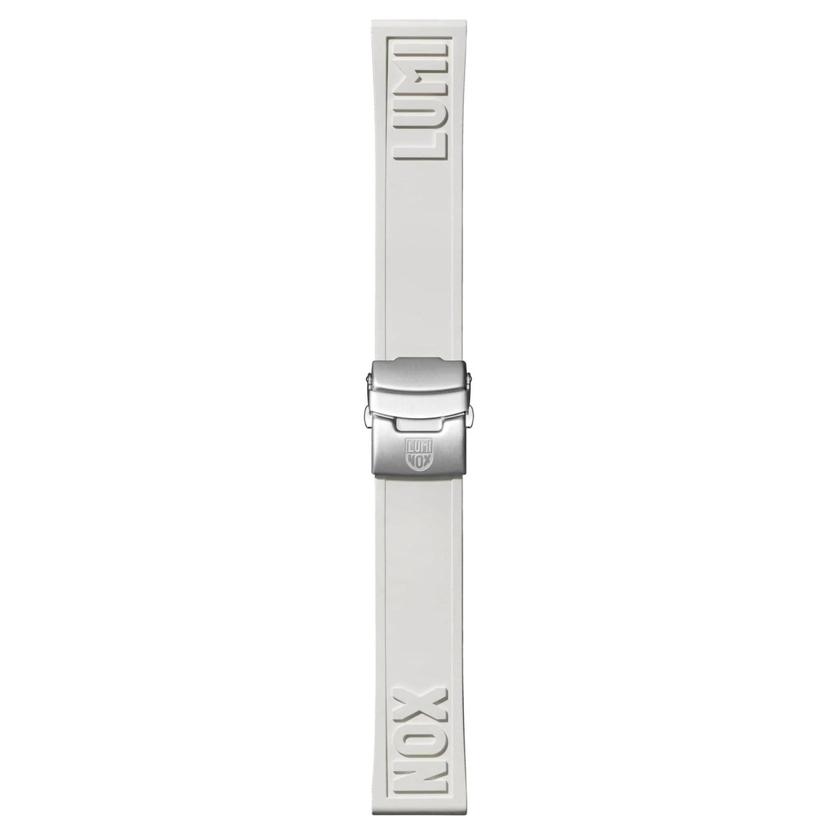 Luminox diver chronograph watch strap, light gray rubber with clasp and branding