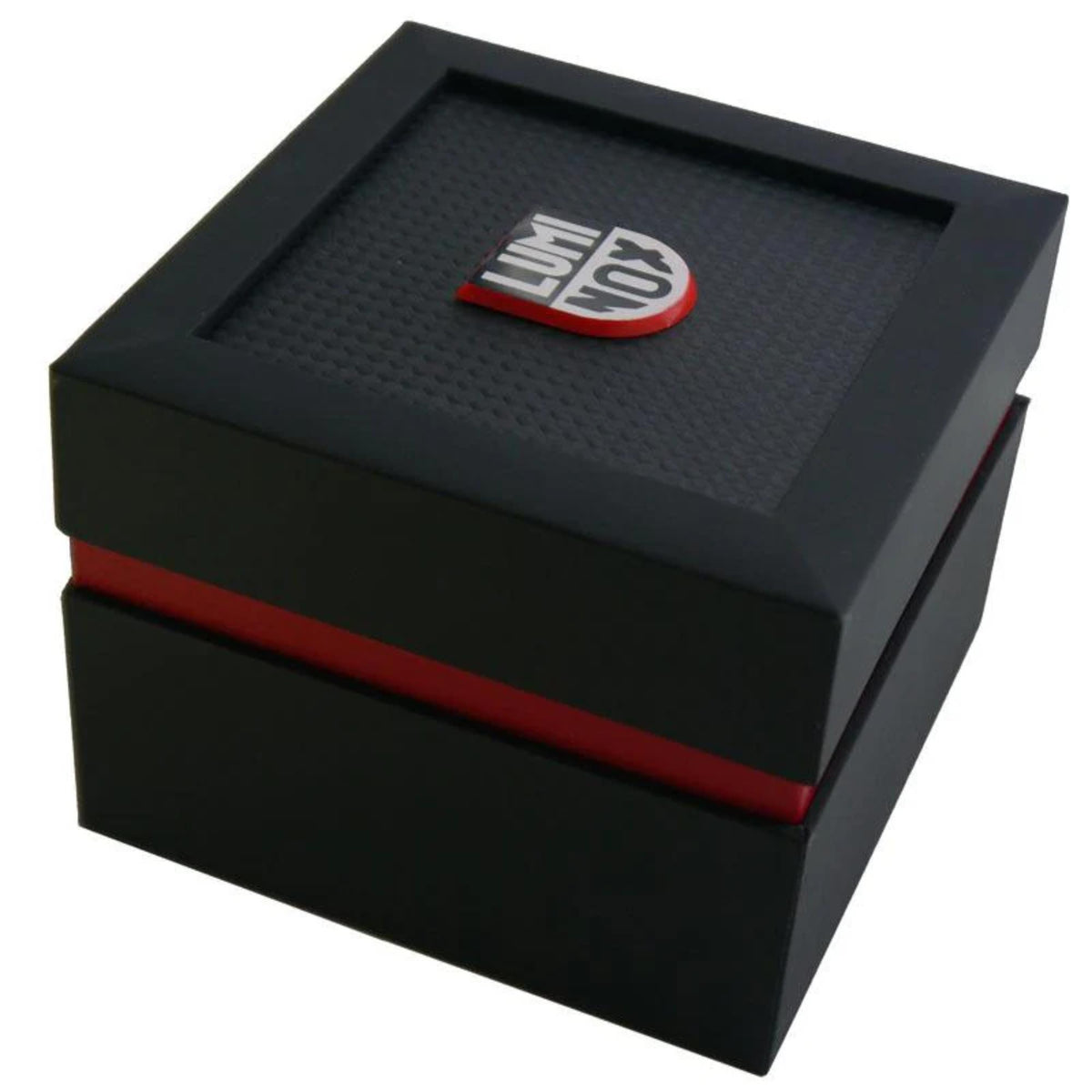 Black and red branded square presentation box for the Luminox Bear Grylls Survival XB.3717 watch