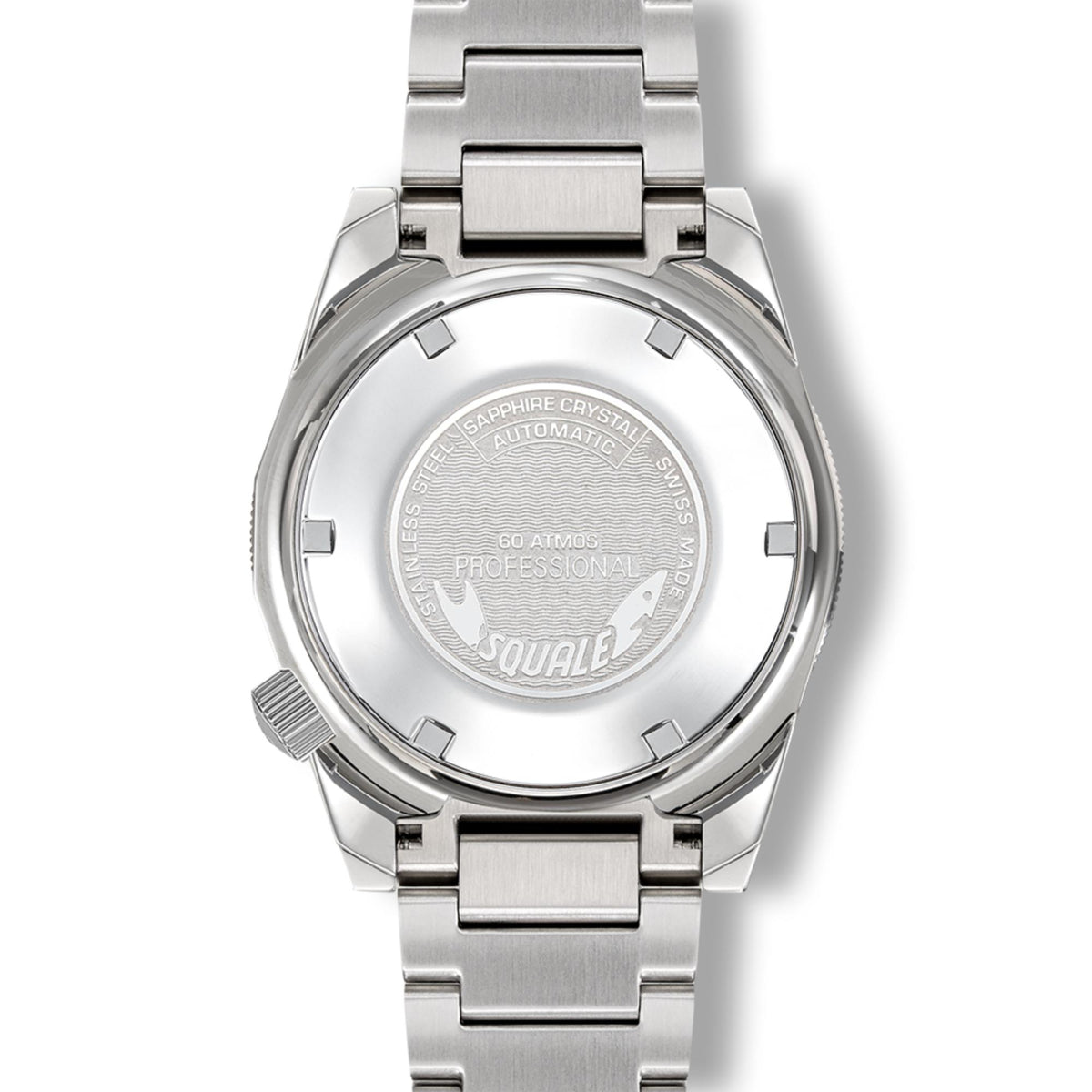 Men's automatic steel watch with dark blue dial and metal bracelet