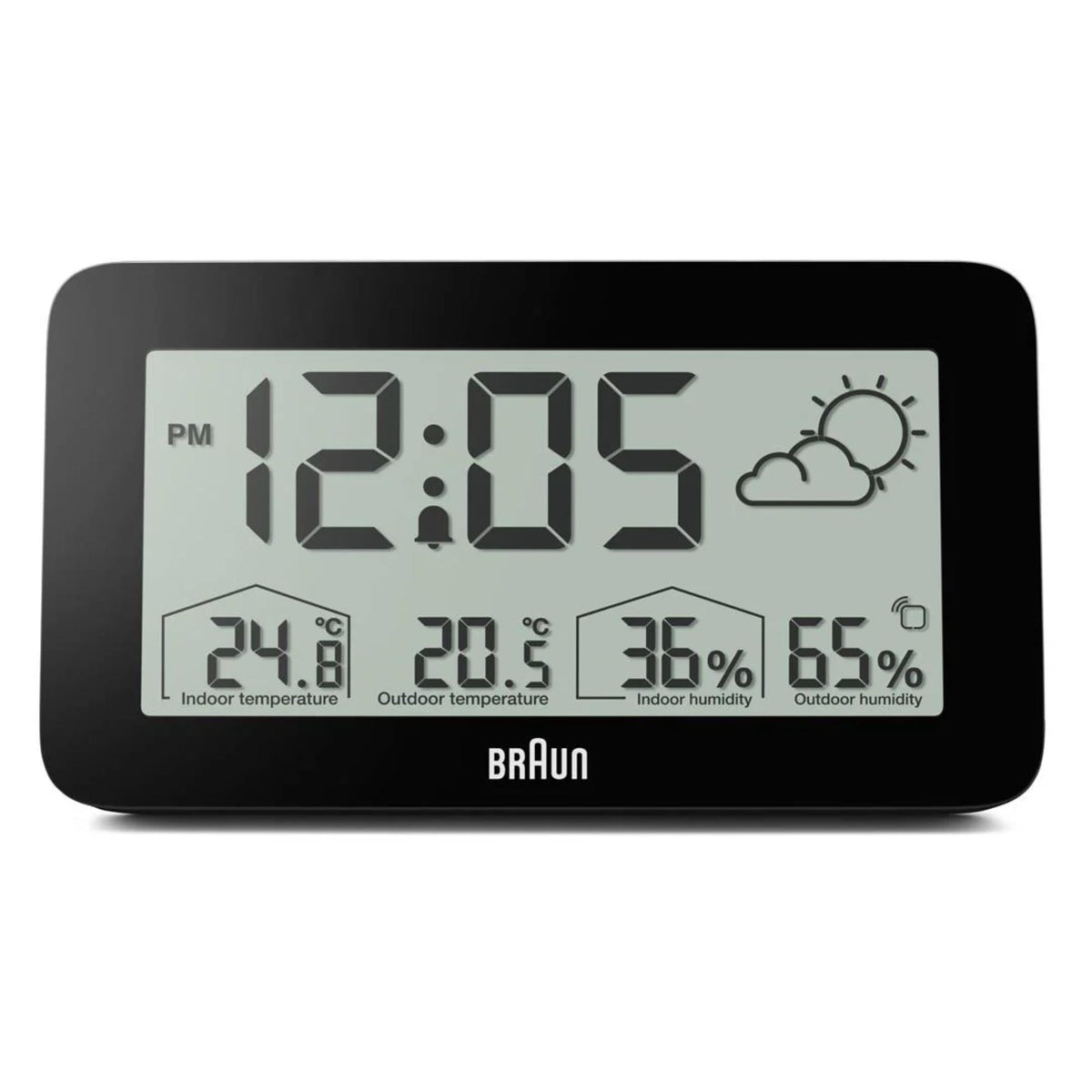 Braun Black Digital Weather Station Clock BC13BP