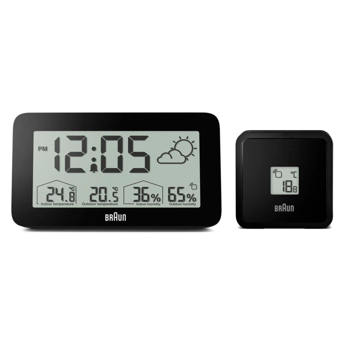 Braun Black Digital Weather Station Clock BC13BP