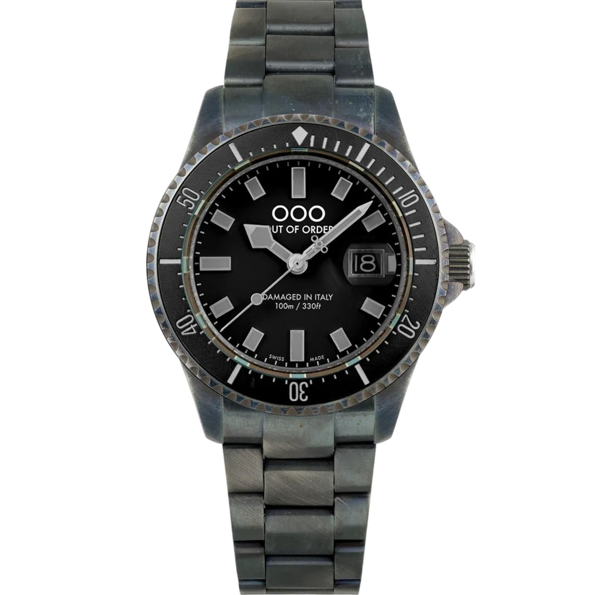 Out of Order Casanova Ultra Distressed Quartz Black Dial Steel Strap Men's Watch OOO.001-27.NE.GR