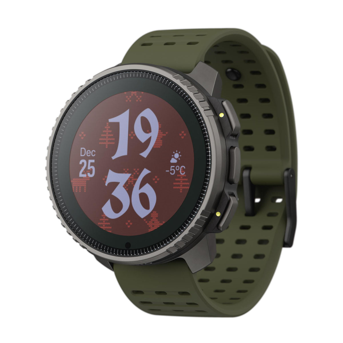 Suunto Vertical Titanium Solar Forest SS050859000 perspective view showing digital display interface
