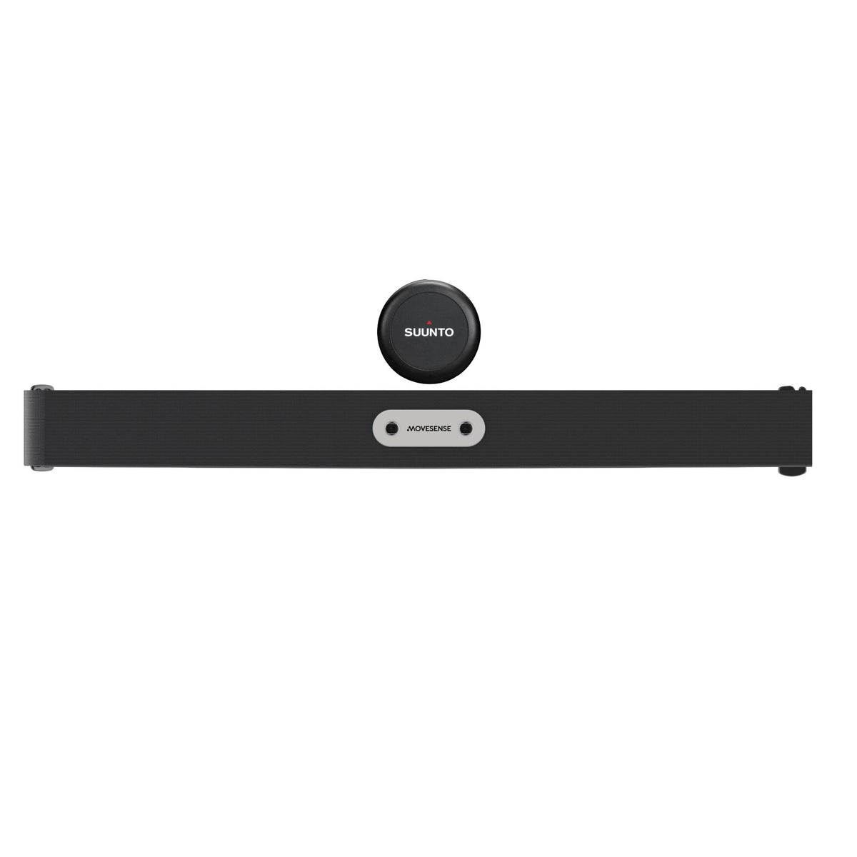 Suunto Smart SS050579000 M size chest belt unclipped from central transmitter unit showing connector pad