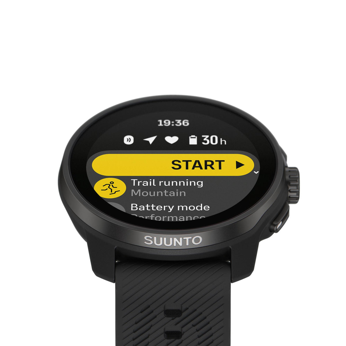 Suunto Race S SS051013000 close-up view displaying trail running activity screen setup menu