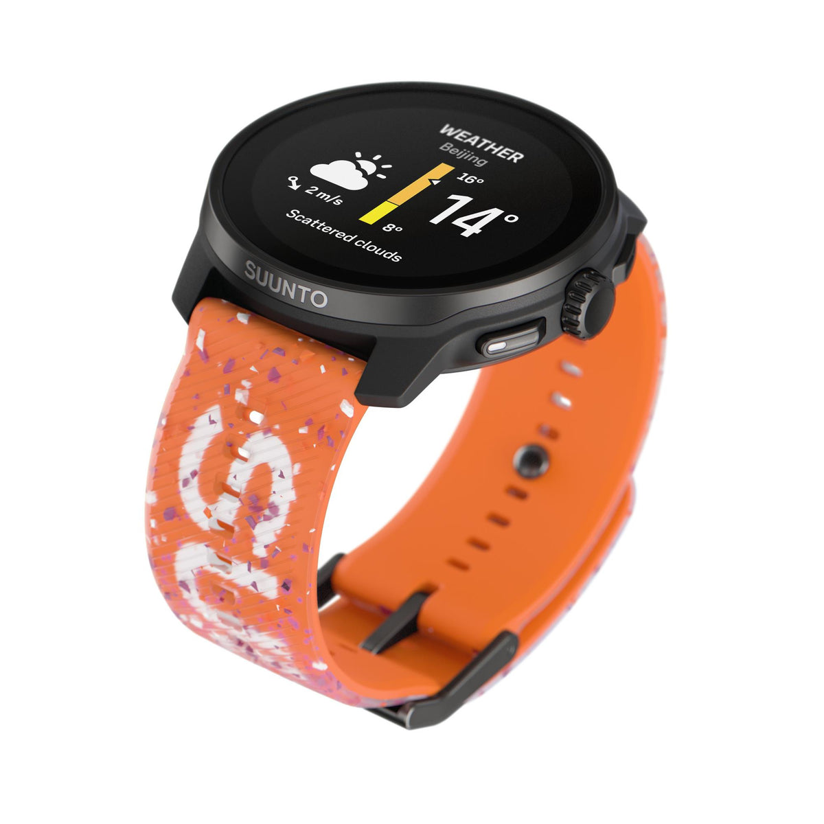 Suunto SS051016000 displaying a weather widget screen set to Beijing with a temperature of 14°C