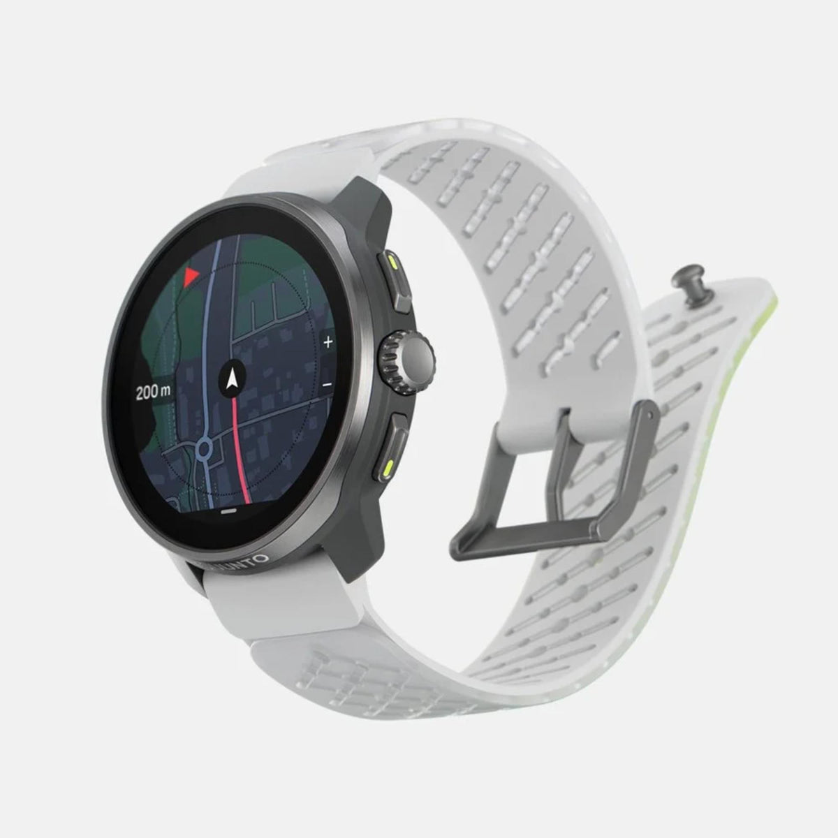 Suunto Race S Titanium SS050932000 smart watch displaying a colored navigation map on its screen
