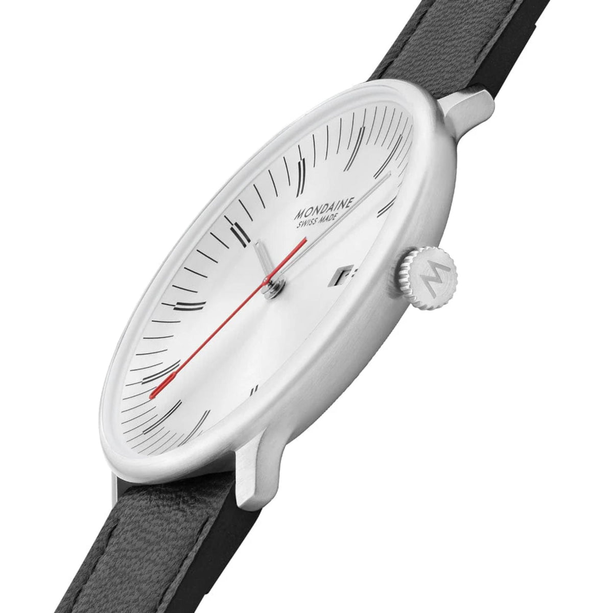 Mondaine Doppio MLE.41210.LBV dynamic angled side profile view