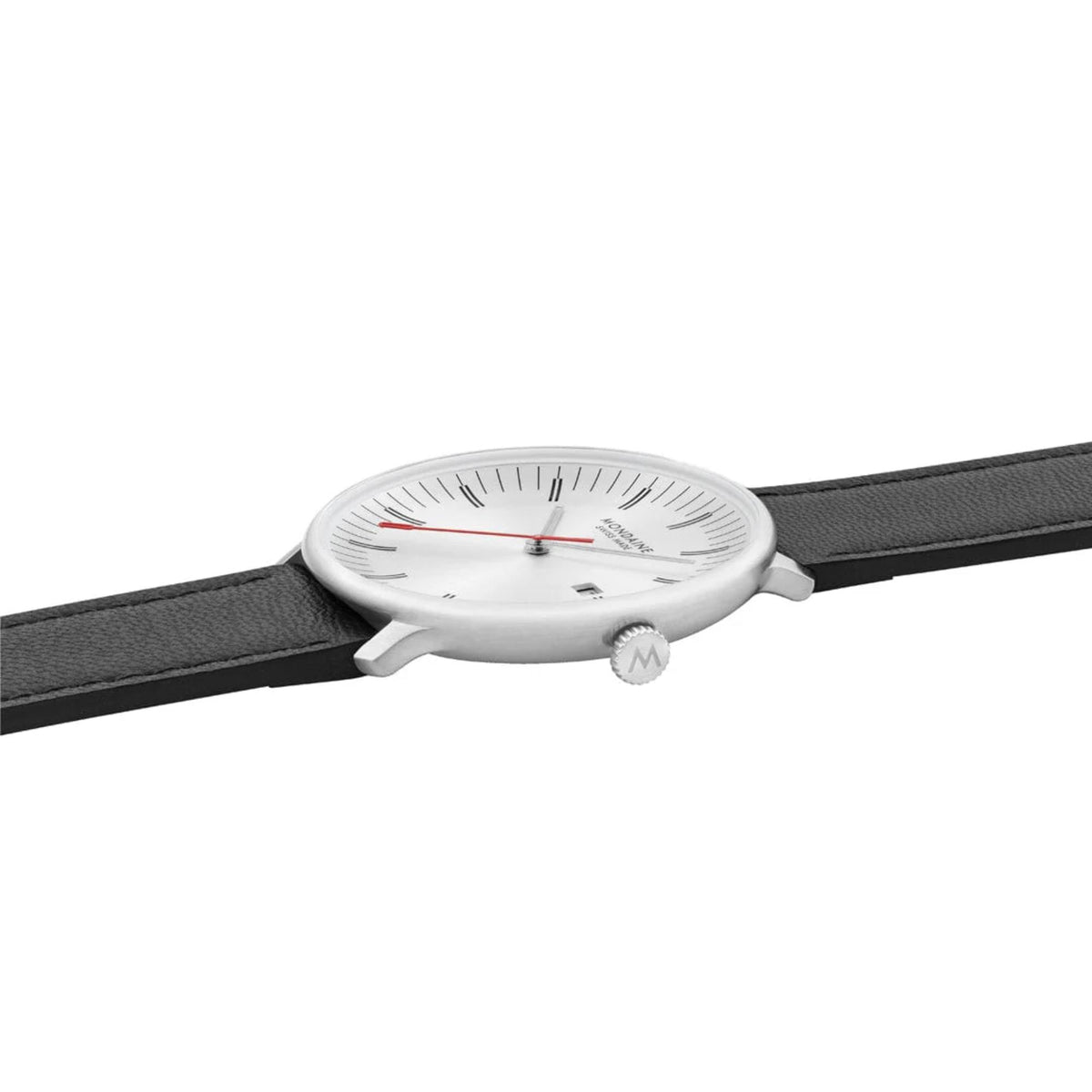 Mondaine Doppio MLE.41210.LBV horizontal side profile view