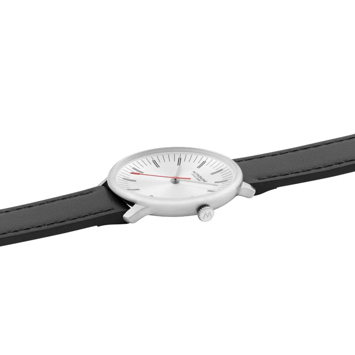 Mondaine Doppio MLE.33110.LBV low angle profile view