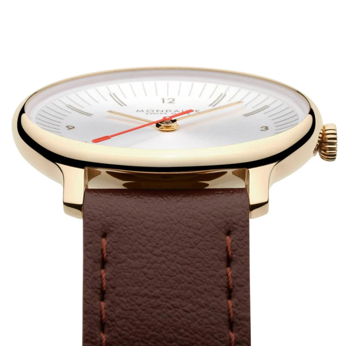 Mondaine Doppio MLE.33110.LGV side profile horizontal view