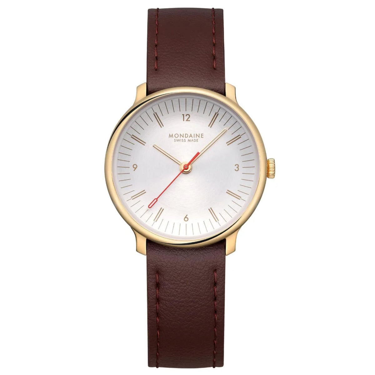 Mondaine Doppio MLE.33110.LGV off-white dial straight front view