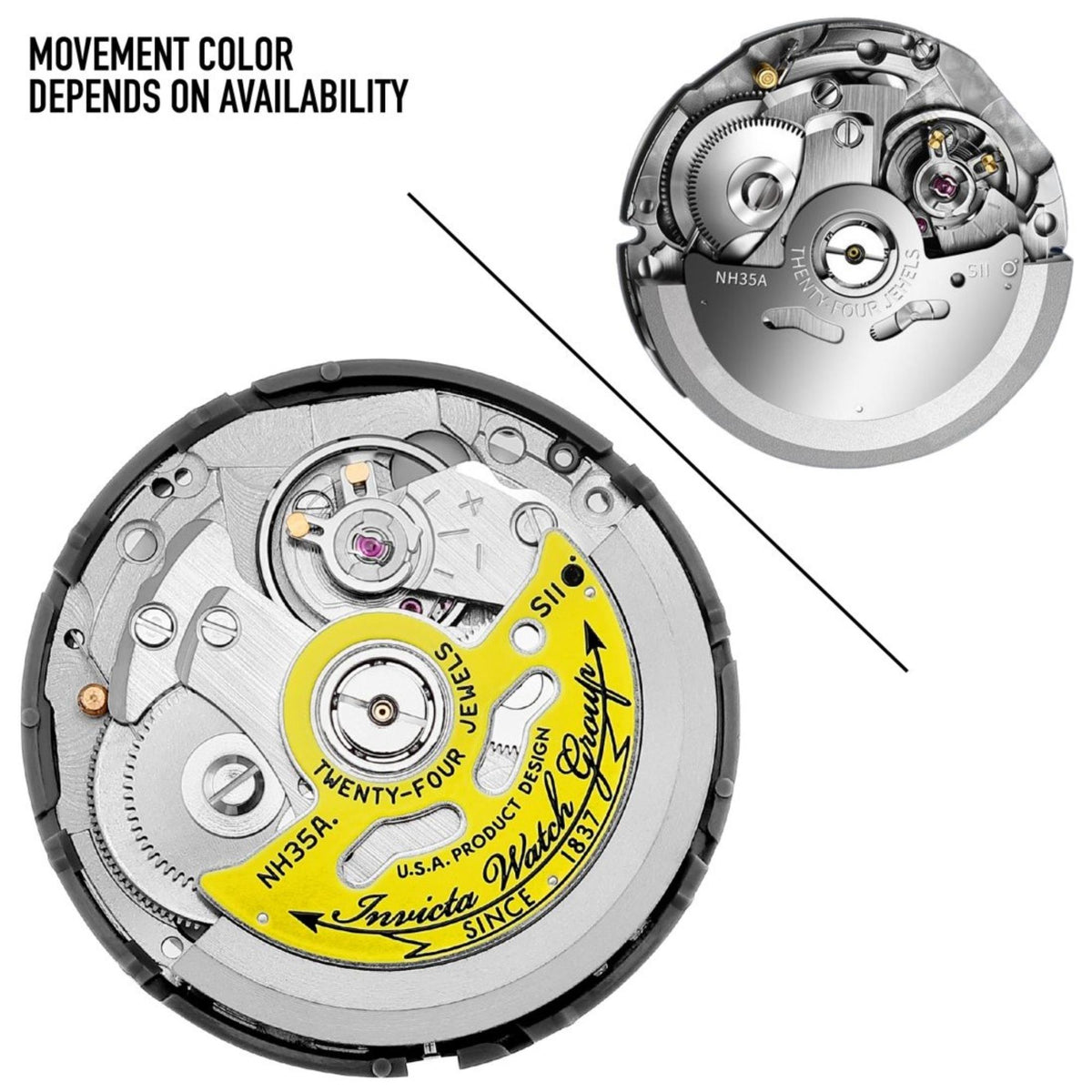 Automatic watch movement cutaway with NH35A label and visible gears