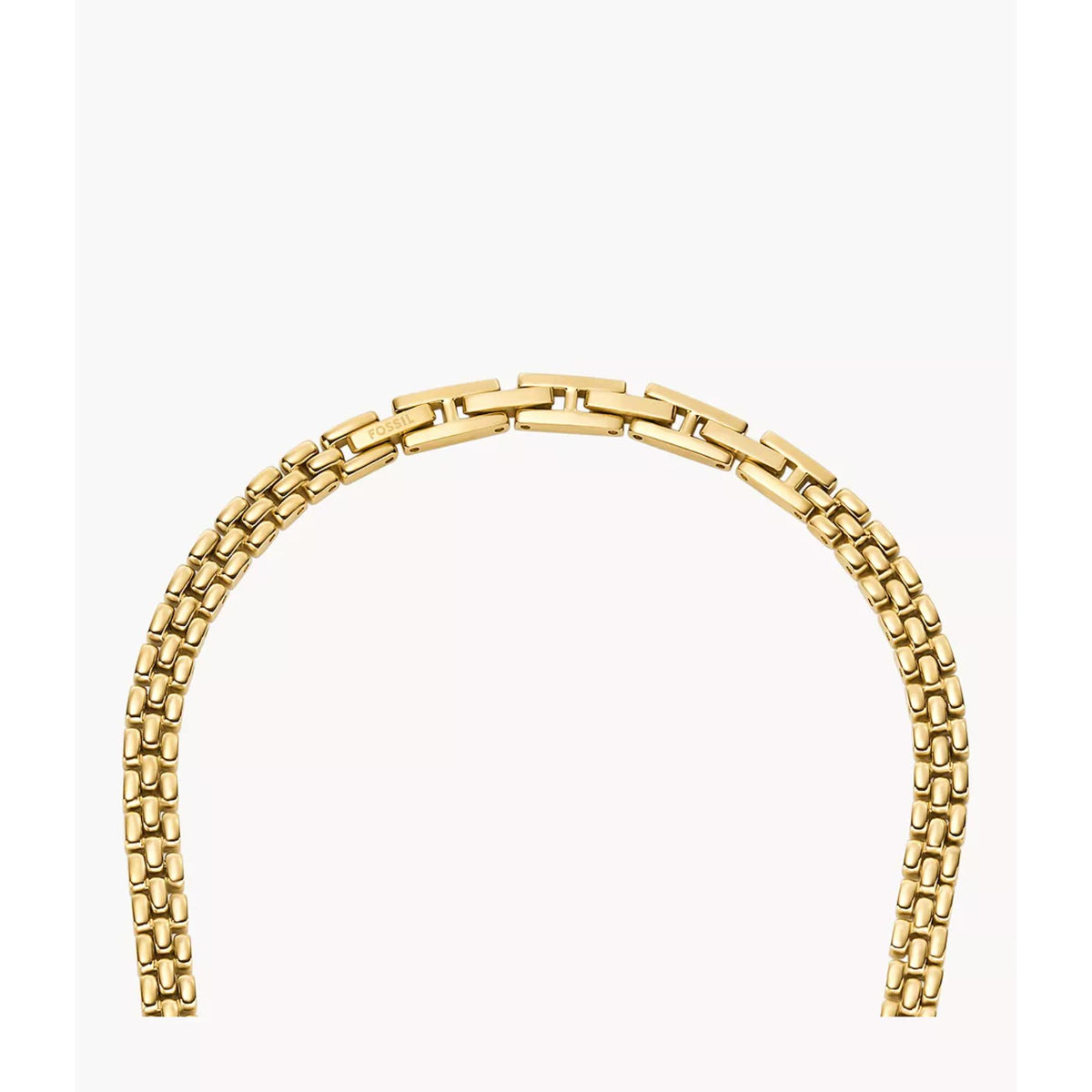 Gold-tone stainless steel chain necklace, open U-shaped view
