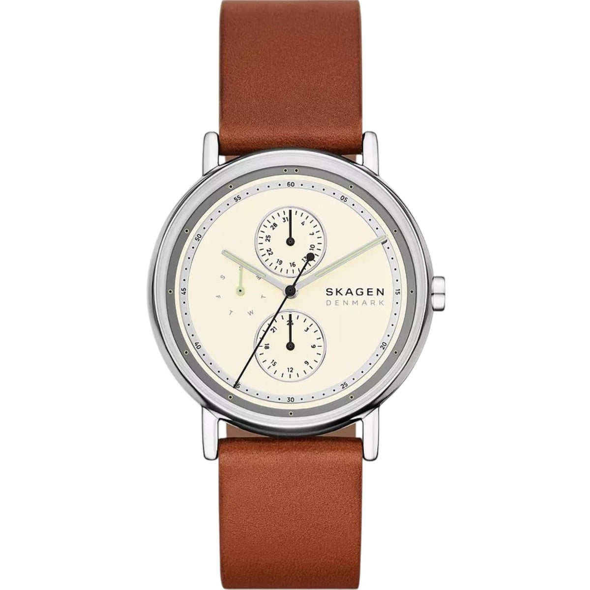 Front View of Skagen Signatur Multifunction SKW6942 Cream Dial Men's Watch